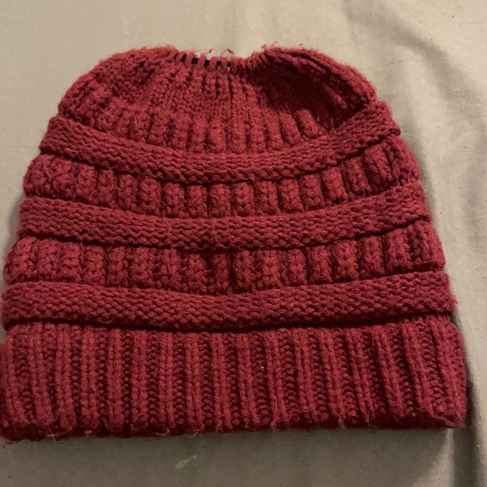 Beanie with ponytail hole.